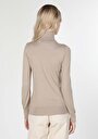 thumb-Slim Fit Balıkçı Yaka Düz Kadın Bej Kazak