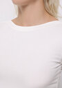 thumb-Slim Fit Kayık Yaka Düz Kadın Beyaz Uzun Kol Tişört
