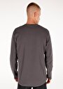 thumb-Regular Fit Yuvarlak Yaka Düz Pamuklu Erkek Gri Uzun Kol Tişört