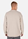 thumb-Comfort Fit Yuvarlak Yaka Jakarlı Erkek Bej Uzun Kol Tişört