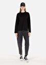 thumb-Regular Fit Yuvarlak Yaka  Kadın Siyah Uzun Kol Tişört