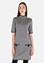 thumb-Regular Fit  Kadın Gri Kısa Kol Elbise