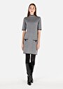 thumb-Regular Fit  Kadın Gri Kısa Kol Elbise