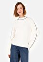thumb-Regular Fit Yuvarlak Yaka Kadın Ekru Triko Kazak