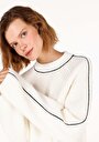 thumb-Regular Fit Yuvarlak Yaka Kadın Ekru Triko Kazak