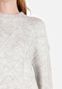 thumb-Regular Fit Örgü Yuvarlak Yaka Kadın Gri Kazak