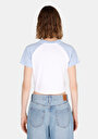 thumb-Slim Fit Yuvarlak Yaka Baskılı Kadın Beyaz Kısa Kol Tişört