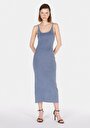 thumb-Slim Fit Düz Kadın Mavi Askılı Elbise