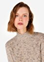 thumb-Slim Fit Dik Yaka  Kadın Bej Kazak