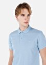 thumb-Classic Fit Polo Yaka Düz Erkek Mavi Kısa Kol Tişört