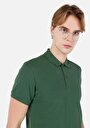 thumb-Classic Fit Polo Yaka Düz Erkek Yeşil Kısa Kol Tişört