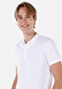 thumb-Classic Fit Polo Yaka Düz Erkek Beyaz Kısa Kol Tişört