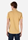 thumb-Classic Fit Polo Yaka Düz Erkek Sari Kısa Kol Tişört