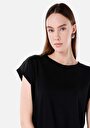 thumb-Regular Fit Yuvarlak Yaka  Kadın Siyah Kısa Kol Tişört