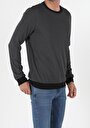 thumb-Regular Fit Yuvarlak Yaka Örme Erkek Siyah Uzun Kol Tişört