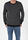 thumb-Regular Fit Yuvarlak Yaka Örme Erkek Siyah Uzun Kol Tişört
