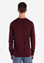thumb-Regular Fit Yuvarlak Yaka Jakarlı Erkek Mor Triko Kazak