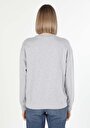 thumb-Regular Fit Yuvarlak Yaka Baskılı Kadın Gri Sweatshirt