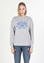thumb-Regular Fit Yuvarlak Yaka Baskılı Kadın Gri Sweatshirt