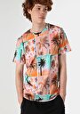 thumb-Regular Fit Yuvarlak Yaka Baskılı Erkek Çok Renkli Kısa Kol Tişört