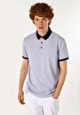 thumb-Regular Fit Polo Yaka Jakarlı Erkek Gri Kısa Kol Tişört