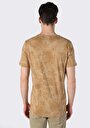thumb-Regular Fit Yuvarlak Yaka Baskılı Erkek Kahverengi Kısa Kol Tişört