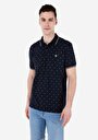 thumb-Regular Fit Polo Yaka Baskılı Örme Erkek Lacivert Kısa Kol Tişört