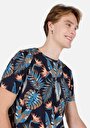 thumb-Regular Fit Yuvarlak Yaka Pamuklu Baskılı Erkek Lacivert Kısa Kol Tişört