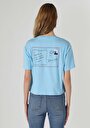 thumb-Regular Fit Yuvarlak Yaka  Kadın Mavi Kısa Kol Tişört
