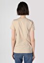 thumb-Regular Fit Yuvarlak Yaka  Kadın Bej Kısa Kol Tişört