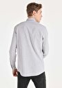 thumb-Regular Fit Shirt Neck Çizgili Erkek Antrasit Uzun Kol Gömlek
