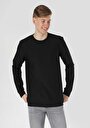 thumb-Regular Fit Yuvarlak Yaka  Erkek Siyah Uzun Kol Tişört Cl1062460