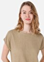 thumb-Regular Fit Yuvarlak Yaka Düz Kadın  Kısa Kol Tişört