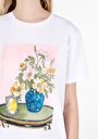 thumb-Regular Fit Yuvarlak Yaka Baskılı Kadın Beyaz Kısa Kol Tişört