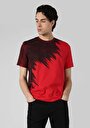thumb-Regular Fit Yuvarlak Yaka Pamuklu Baskılı Erkek Kırmızı Kısa Kol Tişört