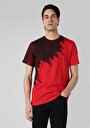 thumb-Regular Fit Yuvarlak Yaka Pamuklu Baskılı Erkek Kırmızı Kısa Kol Tişört