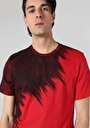 thumb-Regular Fit Yuvarlak Yaka Pamuklu Baskılı Erkek Kırmızı Kısa Kol Tişört