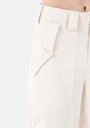 thumb-Baggy Fıt Yüksek Bel Düz Paça Kadın Ekru  Pantolon