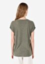 thumb-Regular Fit Yuvarlak Yaka  Kadın Yeşil Kısa Kol Tişört