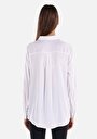 thumb-Regular Fit Shirt Neck Düz Kadın Beyaz Uzun Kol Gömlek