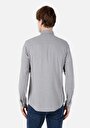 thumb-Slim Fit Shirt Neck Baskılı Erkek Gri Uzun Kol Gömlek
