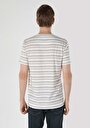 thumb-Regular Fit Yuvarlak Yaka Çizgili Erkek Beyaz Kısa Kol Tişört