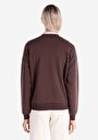thumb-Regular Fit Yuvarlak Yaka Baskılı Kadın Kahverengi Sweatshirt