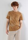 thumb-Regular Fit Yuvarlak Yaka Baskılı Erkek Kahverengi Kısa Kol Tişört