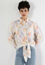 thumb-Regular Fit Shirt Neck Baskılı Kadın Çok Renkli Uzun Kol Gömlek