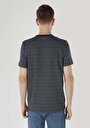 thumb-Regular Fit Yuvarlak Yaka Çizgili Erkek Lacivert Kısa Kol Tişört