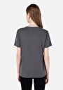 thumb-Regular Fit Cepsiz Yuvarlak Yaka Baskılı Kadın Antrasit Kısa Kol Tişört