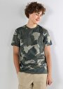 thumb-Regular Fit Yuvarlak Yaka Baskılı Erkek Yeşil Kısa Kol Tişört