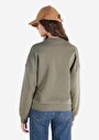 thumb-Regular Fit Yuvarlak Yaka Nakışlı Kadın Yeşil Sweatshirt