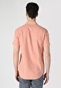thumb-Regular Fit Shirt Neck Düz Erkek Turuncu Kısa Kol Gömlek